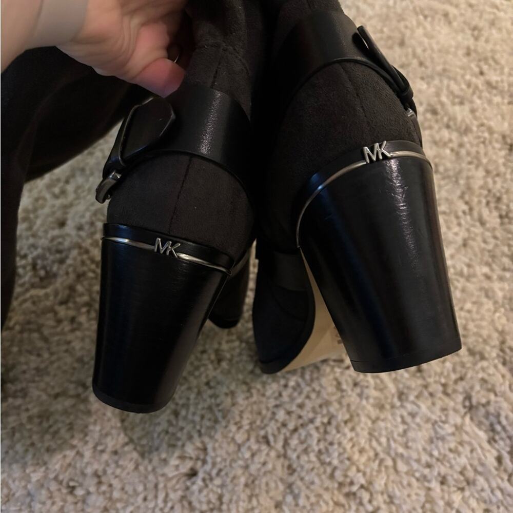 Michael Kors Stretch Suede Nadine Charcoal Tall Heeled Boots Size 6 - Picture 10 of 13